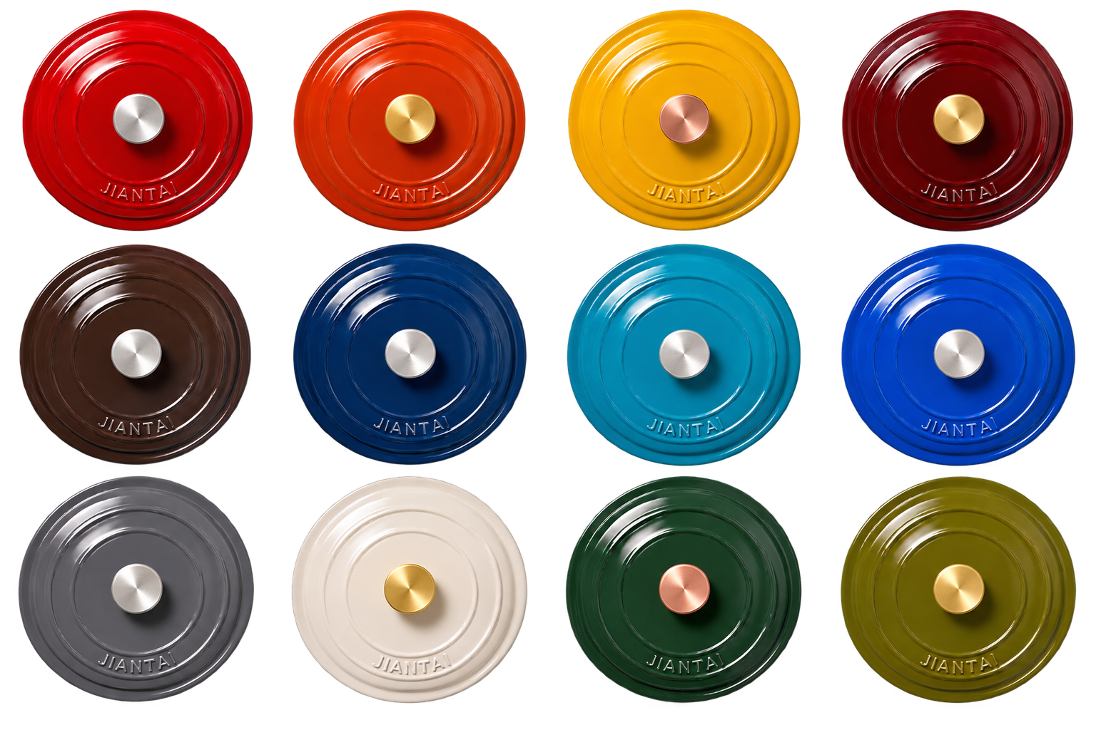 Custom enamel lid colors and finishes