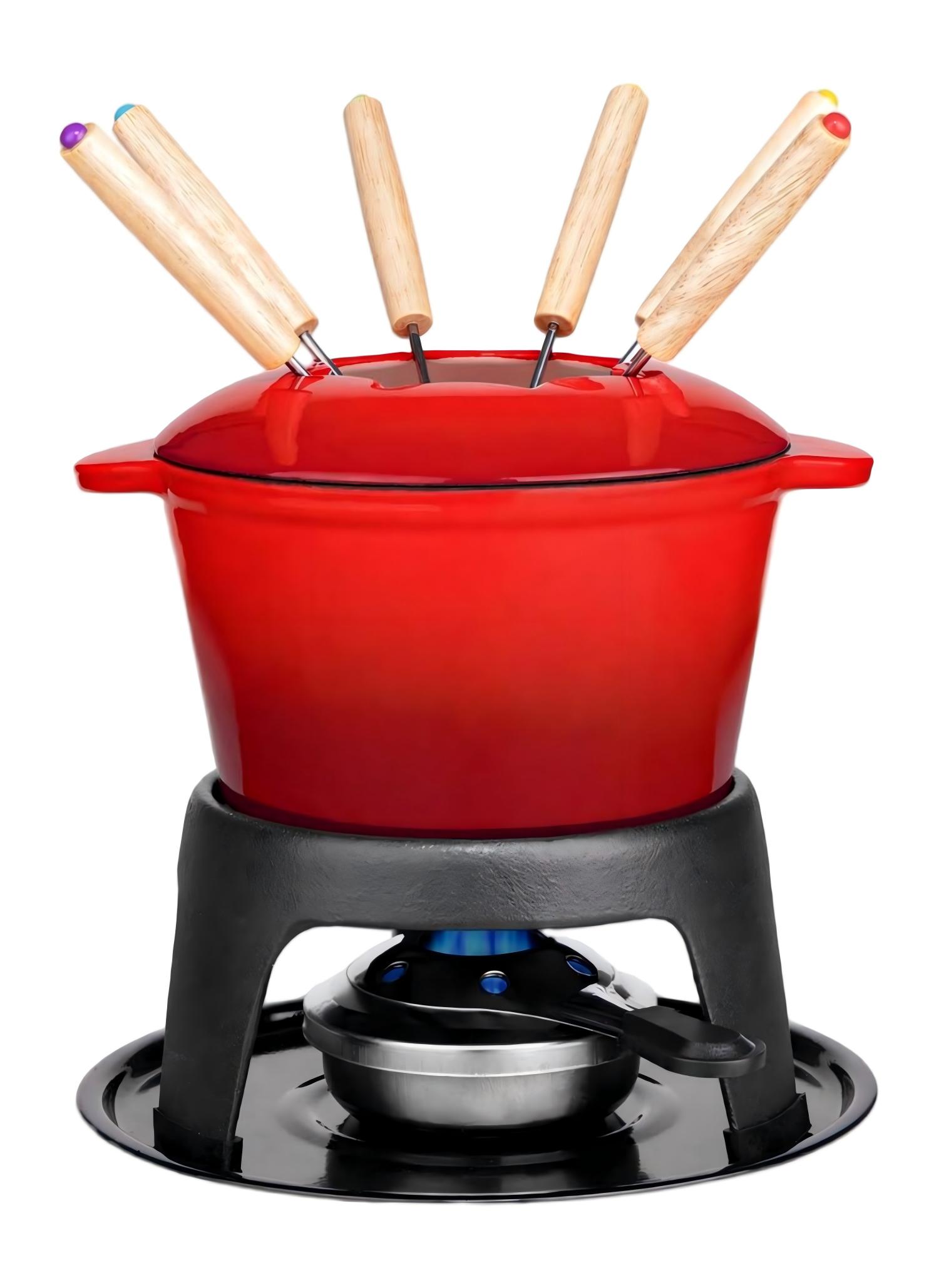 Enameled Cast Iron Cheese Fondue Pot / Sauce Pan/JTFP-001B
