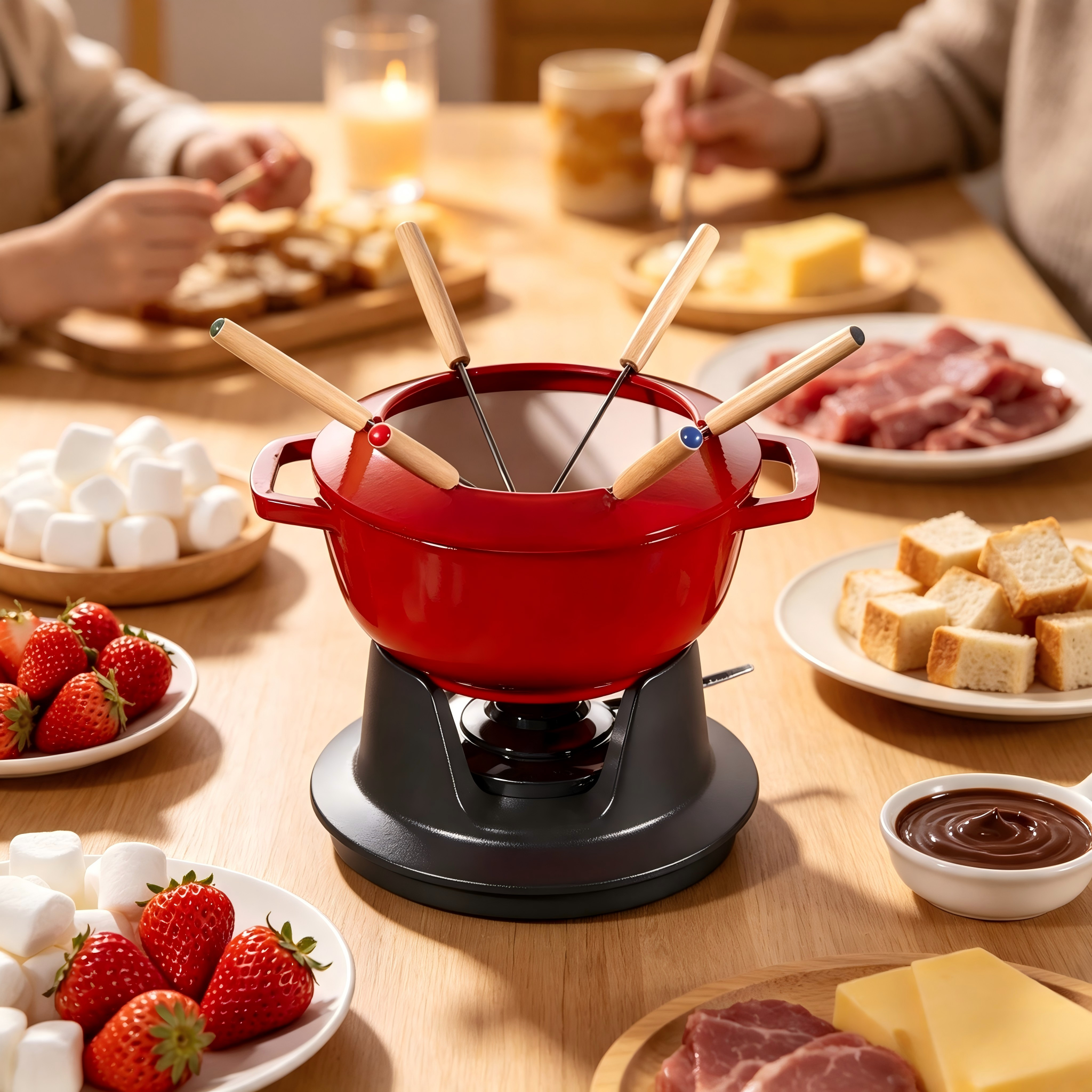 Enameled Cast Iron Cheese Fondue Pot/Sauce Pan/JTFP-003