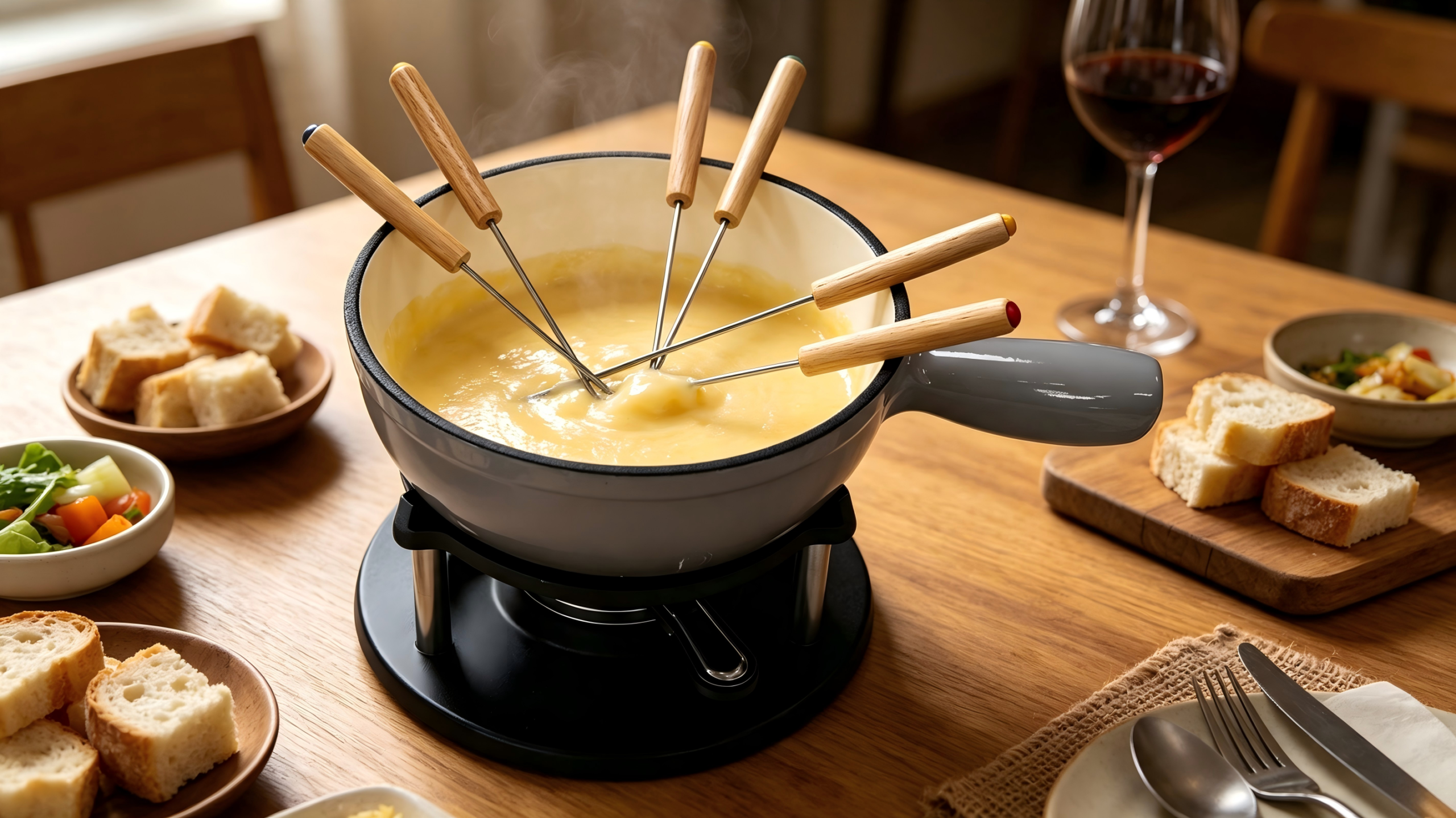 Enameled Cast Iron Cheese Fondue Pot/Sauce Pan/JTFP-1024A
