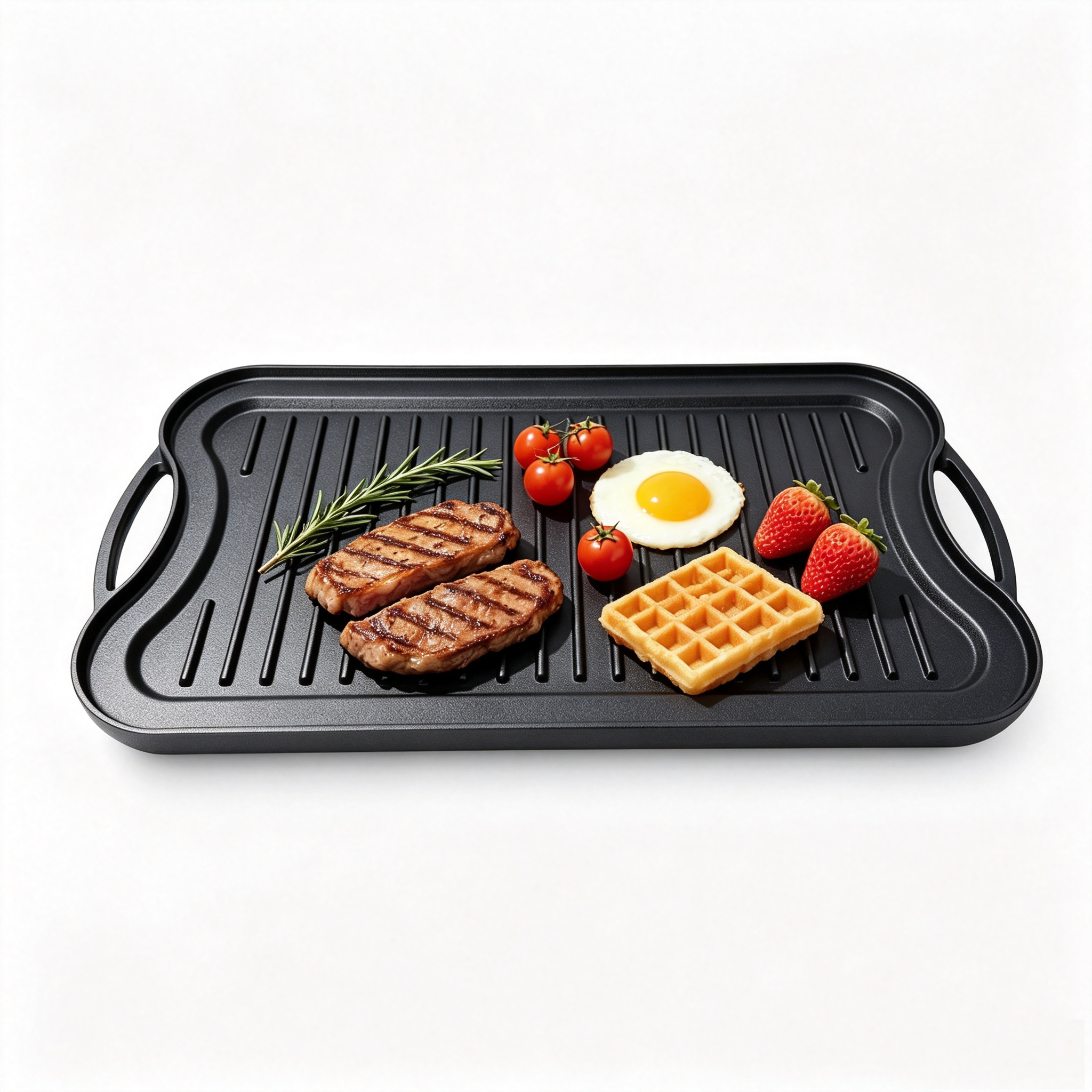 Cast Iron Reversible Grill Griddle with Curved Side Handles JTGR-303