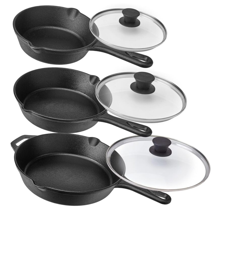 Cast Iron Cookware Skillet Set JTPS-6 PCS SET