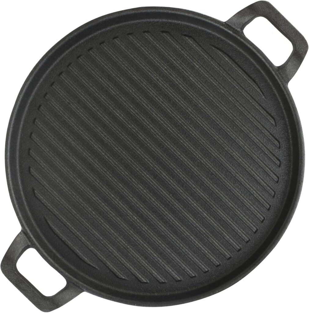 Cast Iron Round Grill Griddle Pan with Dual Handles JTSDH-R031