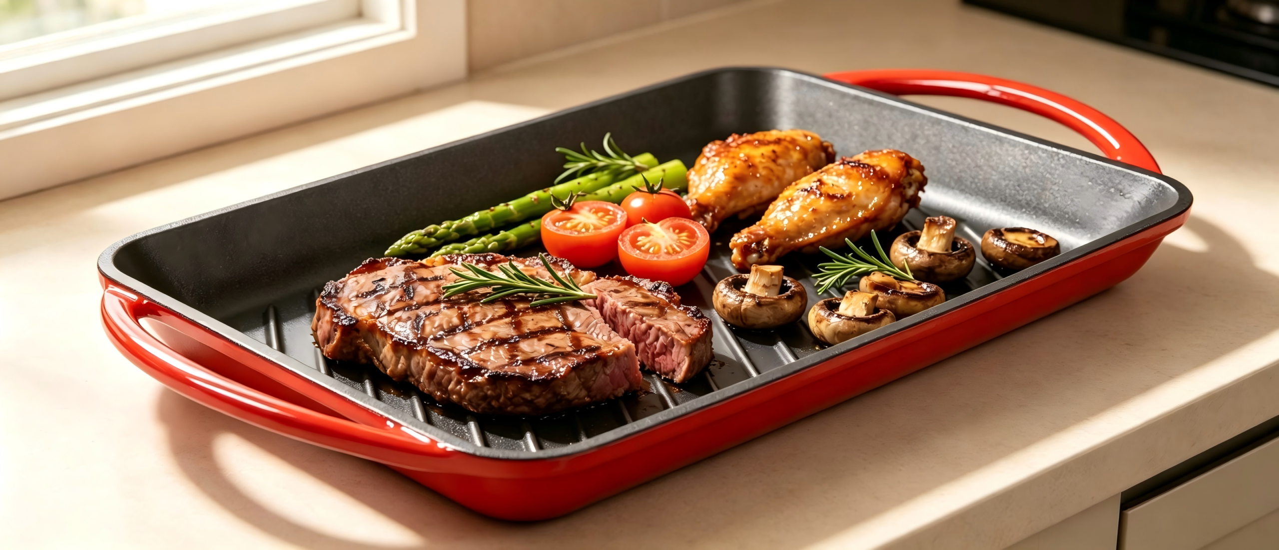 Cast Iron Rectangular Grill Pan/Griddle/JTEDH-2922A
