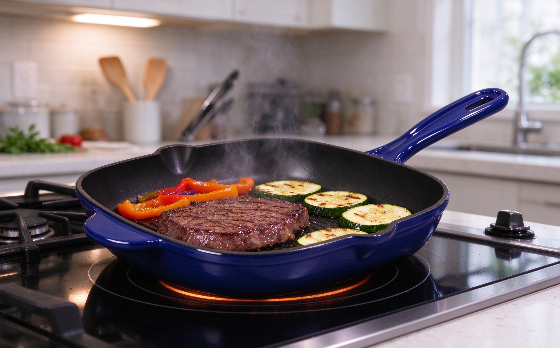 Enameled Cast Iron Square Grill Pan/Skillet/JTEP-24