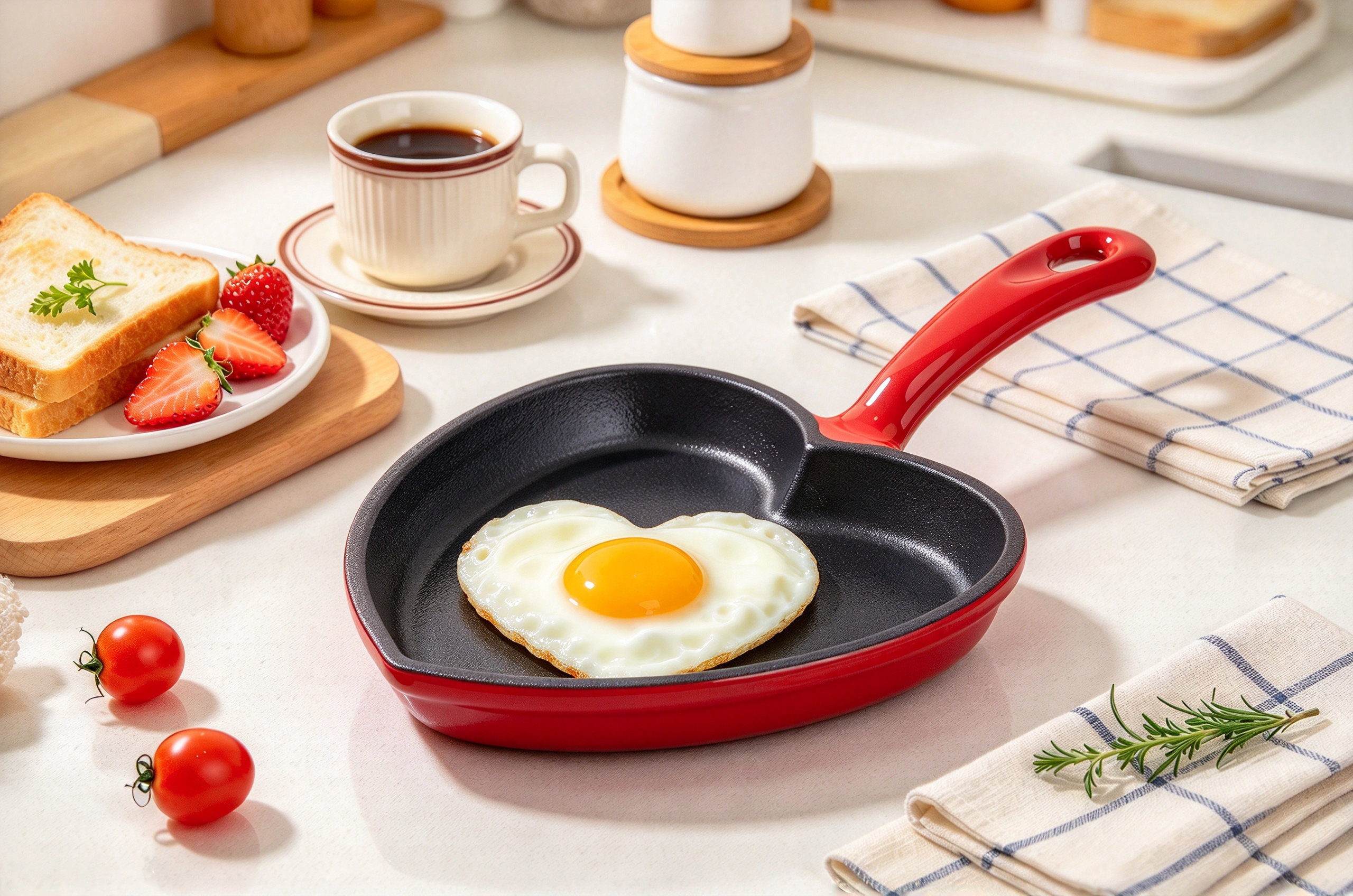 Enameled Cast Iron Heart Skillet/Frying Pan/JTEP-H135